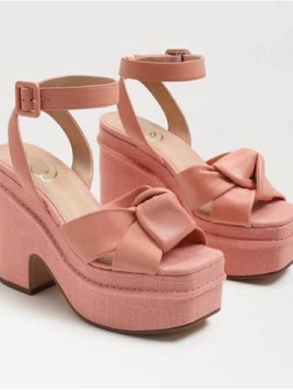 Sam Edelman Knotted Platform Ankle-Strap Sandals in Dusty Pink
